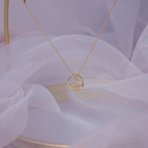 NEW 14K Gold Plated Diamond Mermaid Necklace a - Picture 8 of 11